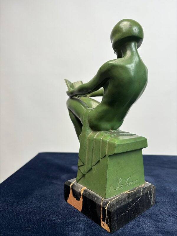 Art Deco Sculptural Bookends by Max Le Verrier, Paris, France, 1925, Set of 2