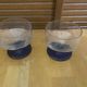 Set of 23 Stemmed Glasses Transparent Glass + Cobalt Blue Stems Vintage