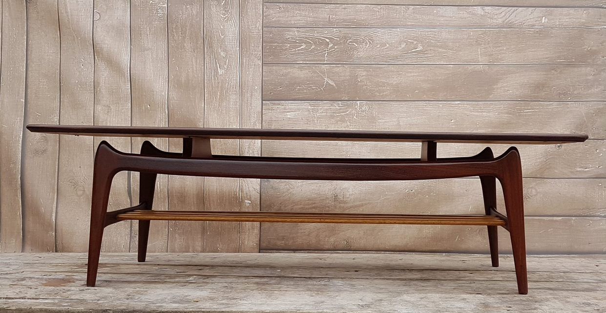 Teak coffee table by Louis van Teeffelen for WéBé, 1950s