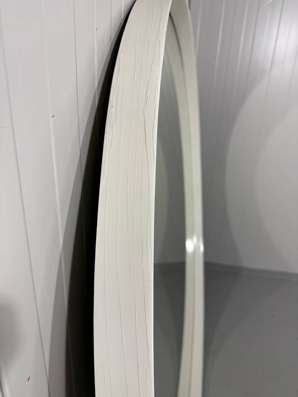 XXL white round wooden wall mirror 1960-1970’s