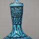 Covered vase or Persian jar, glazed Iznik pottery, vintage turquoise painted.