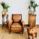 Fauteuil Club en cuir marron