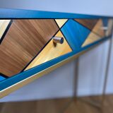 Straw marquetry console