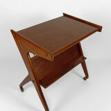 Desserte roulante en teck, Mid-century Modern, Italie, circa 1950