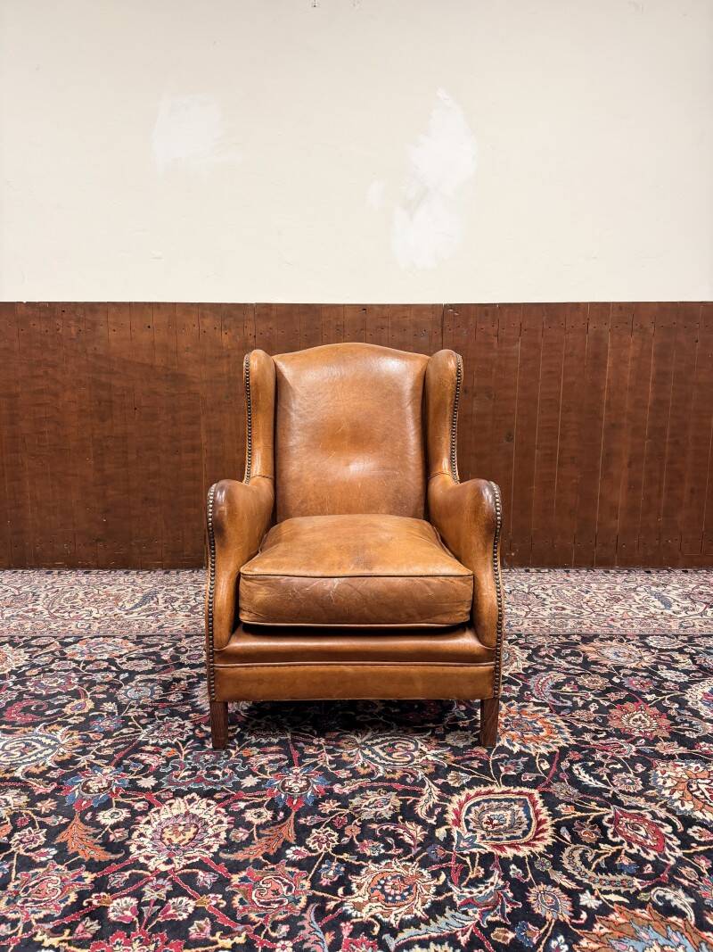Classic English Sheep Leather Armchair