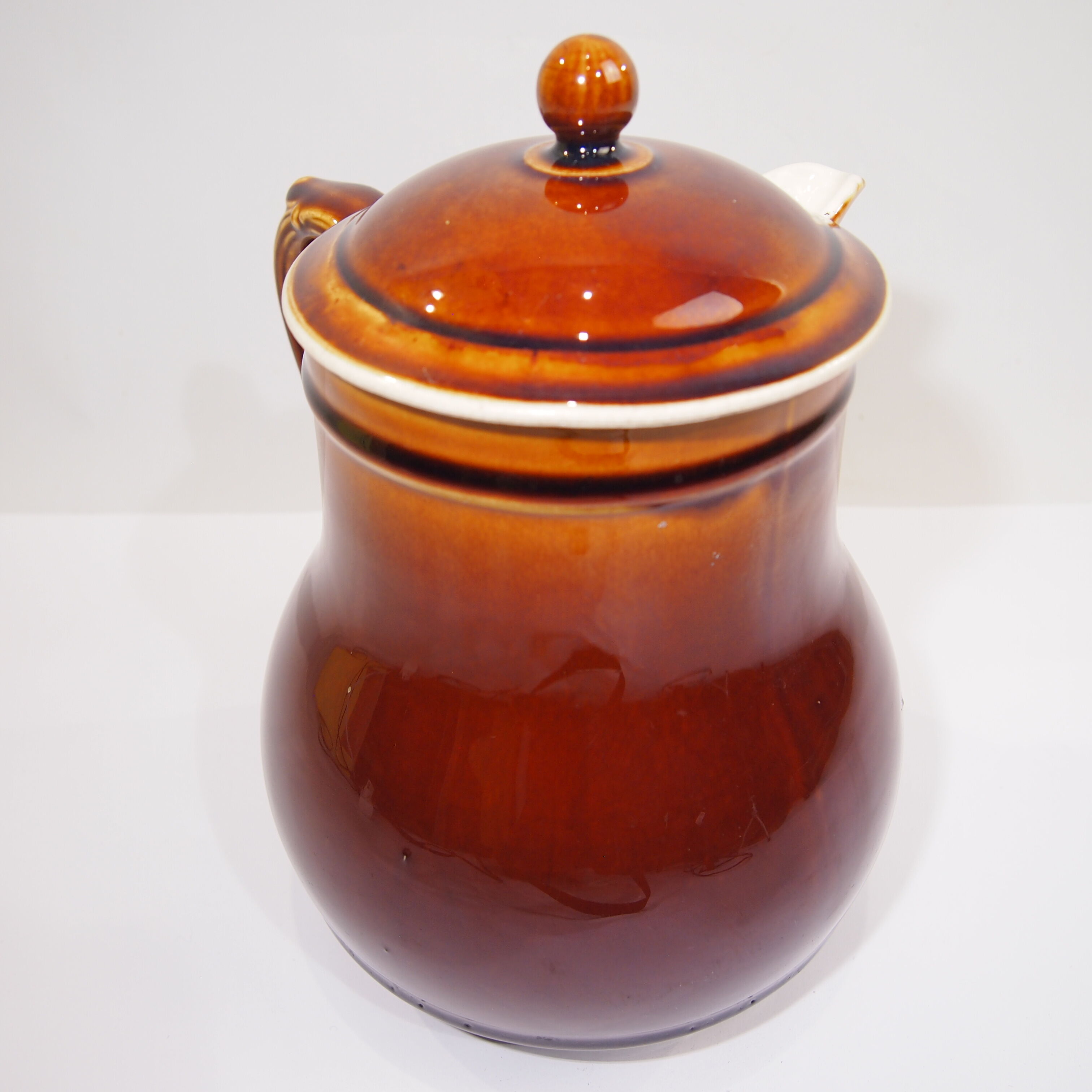 French ancient sandstone pitcher/crucing pitcher with ochre enamel