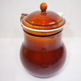 French ancient sandstone pitcher/crucing pitcher with ochre enamel