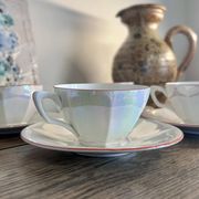 Iridescent vintage coffee service Digoin Sarreguemines