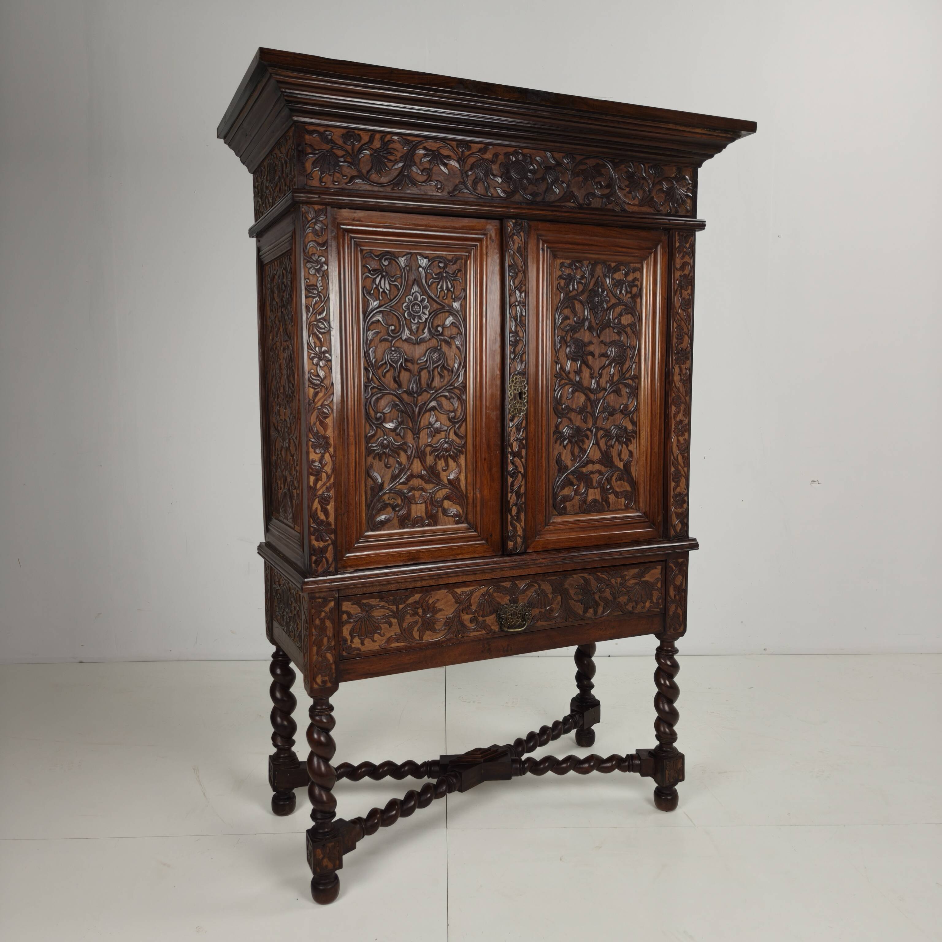 19th Century Carved Colonial Cabinet – Dutch East Indies