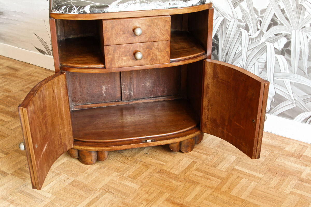 Bedside, art deco side table in precious wood