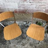 Pair Chair Feet Compass Metal Chrome + Formica Brown 70s Vintage