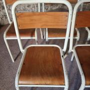 Vintage French school chairs – 1960s industrial cafe seats (set of 5)