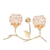 Bougeoirs à fleurs à Double tête en cristal doré, bougies de luxe pour la maison, dîners romantiques