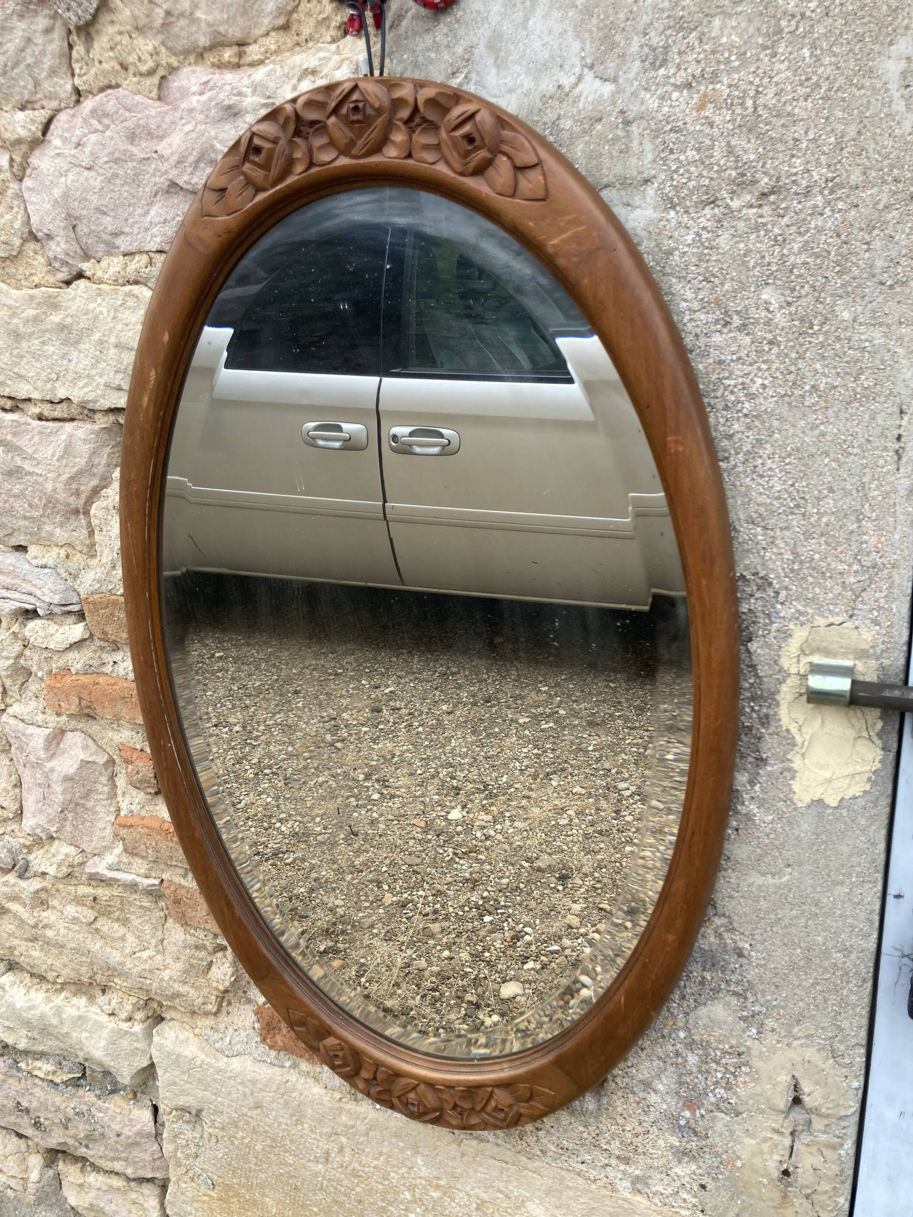 Art Deco oval mirror