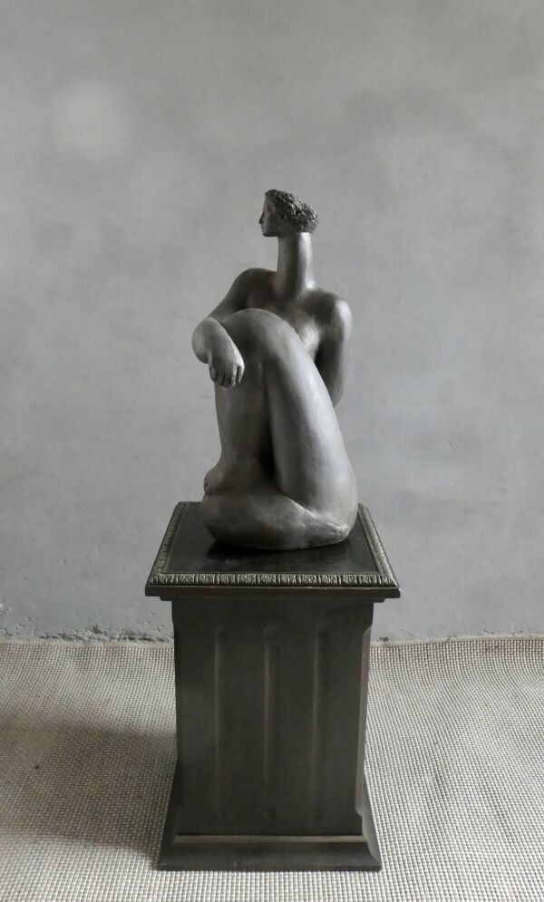Colonne sellette Napoléon III, bois noirci et bronze, XIX