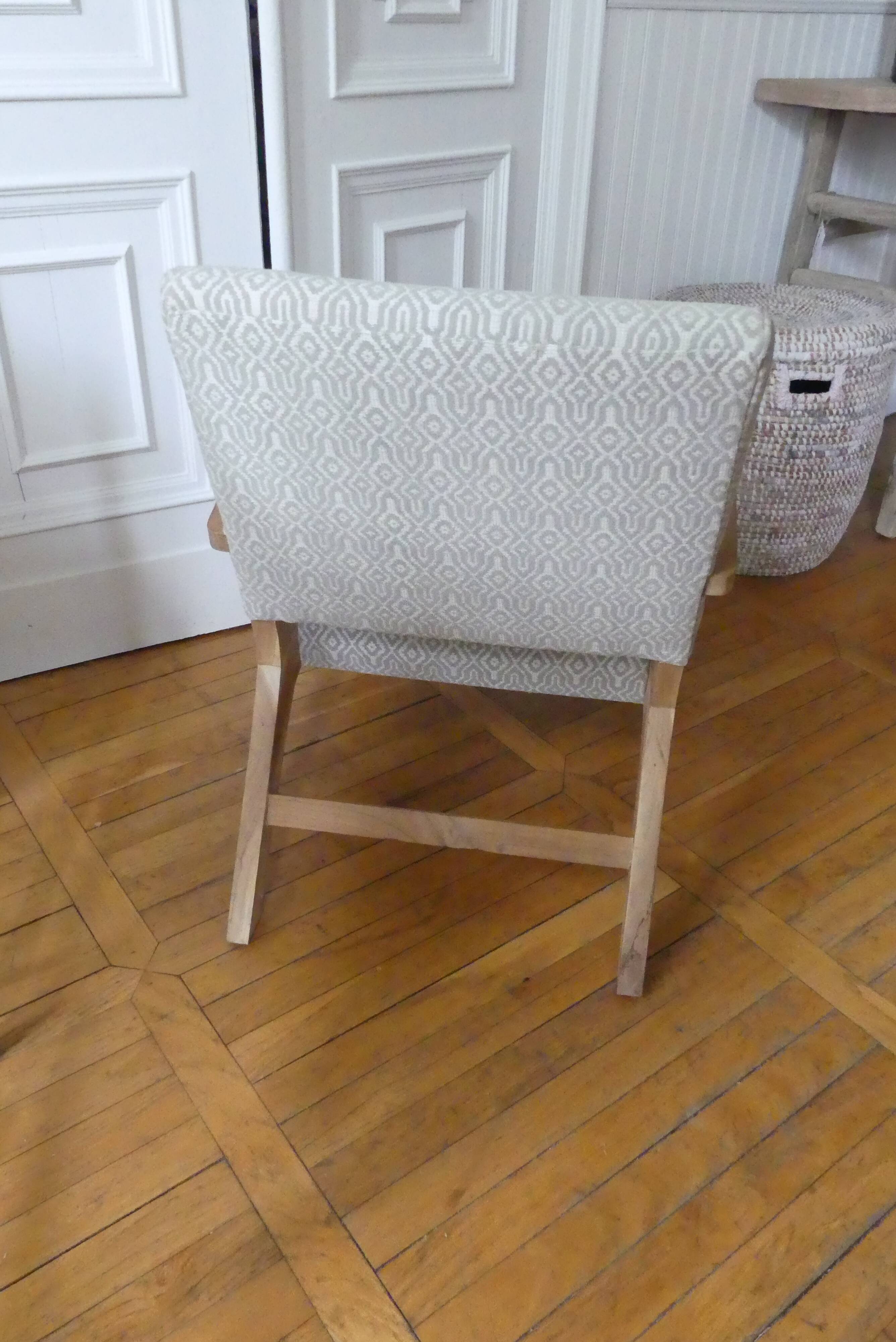 Teak armchair and fabric