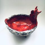 Mid-Century Art Ceramic Mystical Figural Dish, Belgium, 1960s