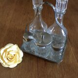 Serviteur complet composé de 5 pièces en verre avec support en inox