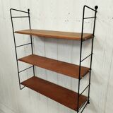 Wall shelf string wood and black metal