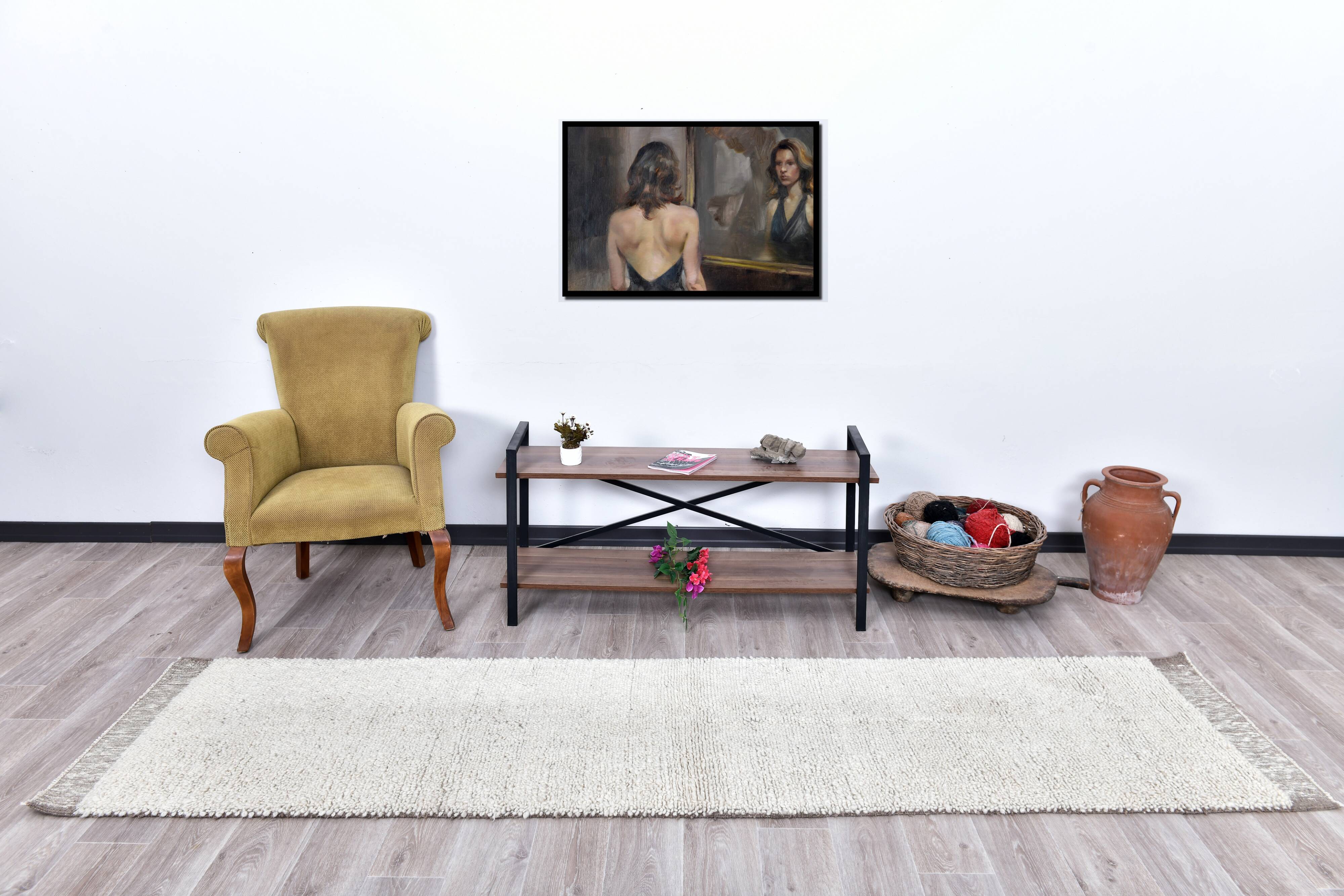 Brown Beige Vintage Runner Rug 70x307Cm