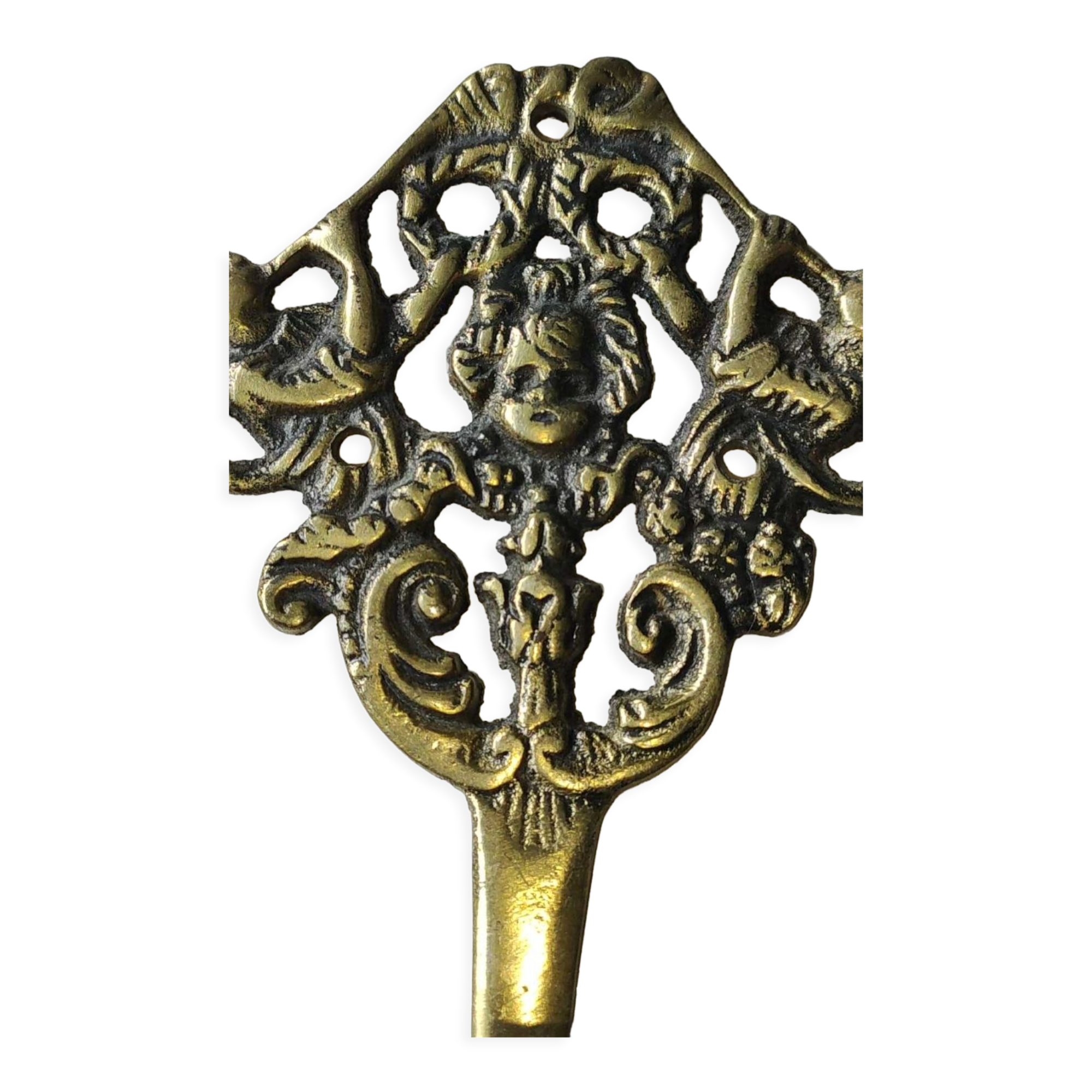 Patère décor angelots/puttis en laiton vieilli