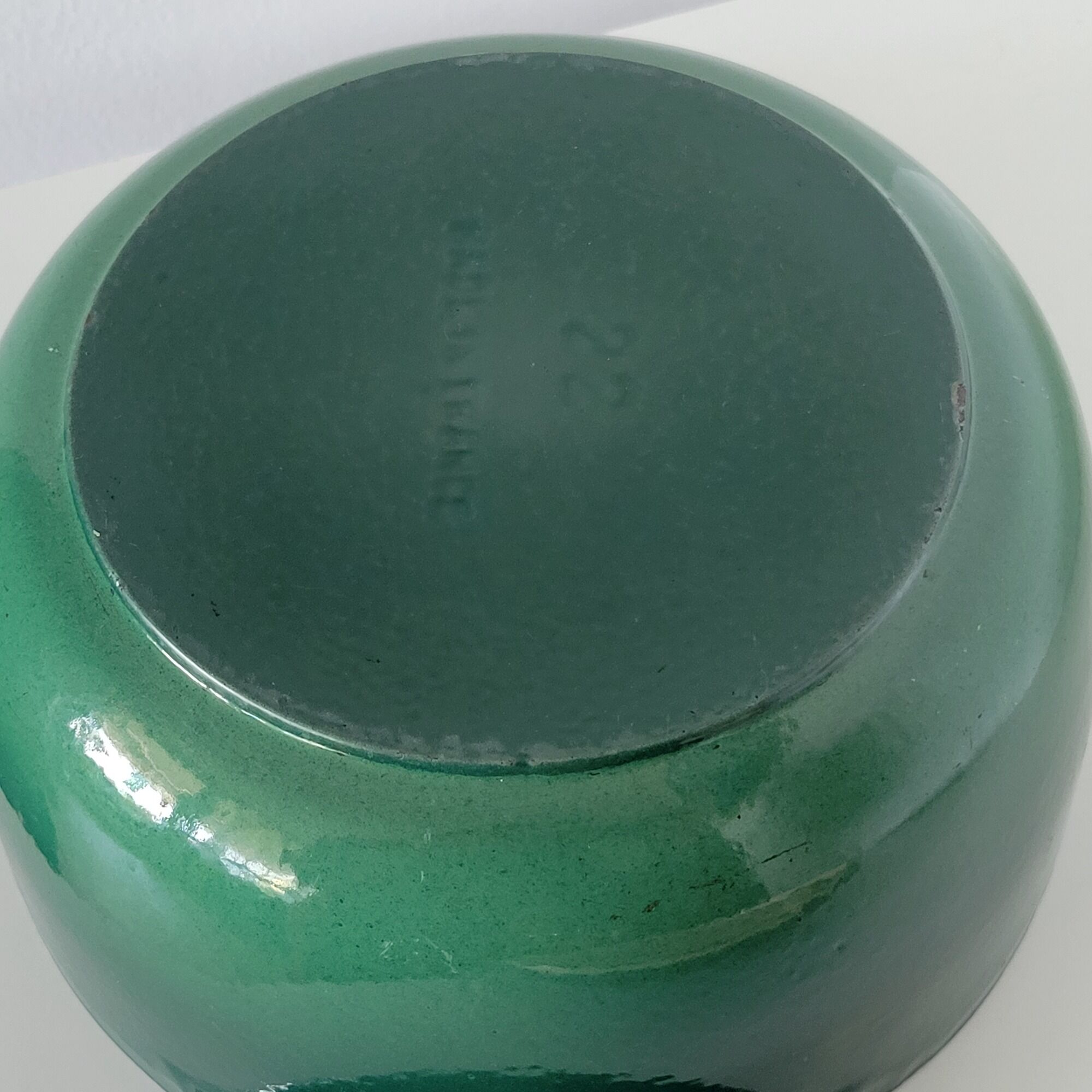 Round green enamelled cast iron casserole Nomar Staub vintage