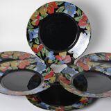 6 assiettes plates Arcoroc noires