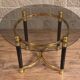 Round side table in brass and smoked glass – 1970s