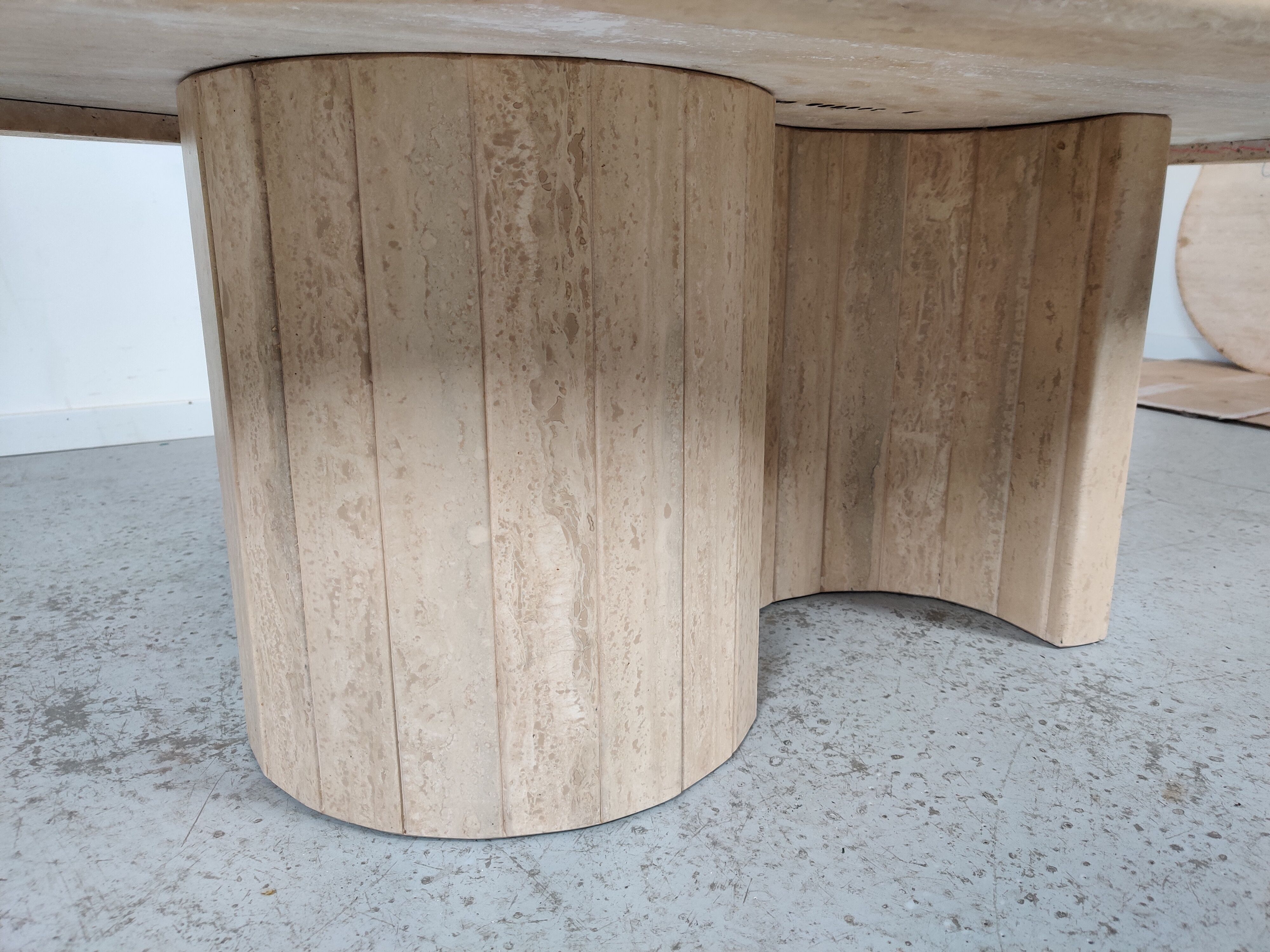 Oval travertine coffee table, 80s