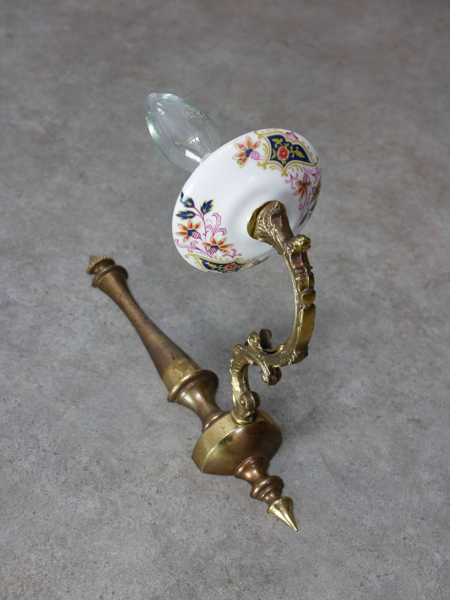 Mid-Century Italian Brass and Ceramic Sconce, set of 2
