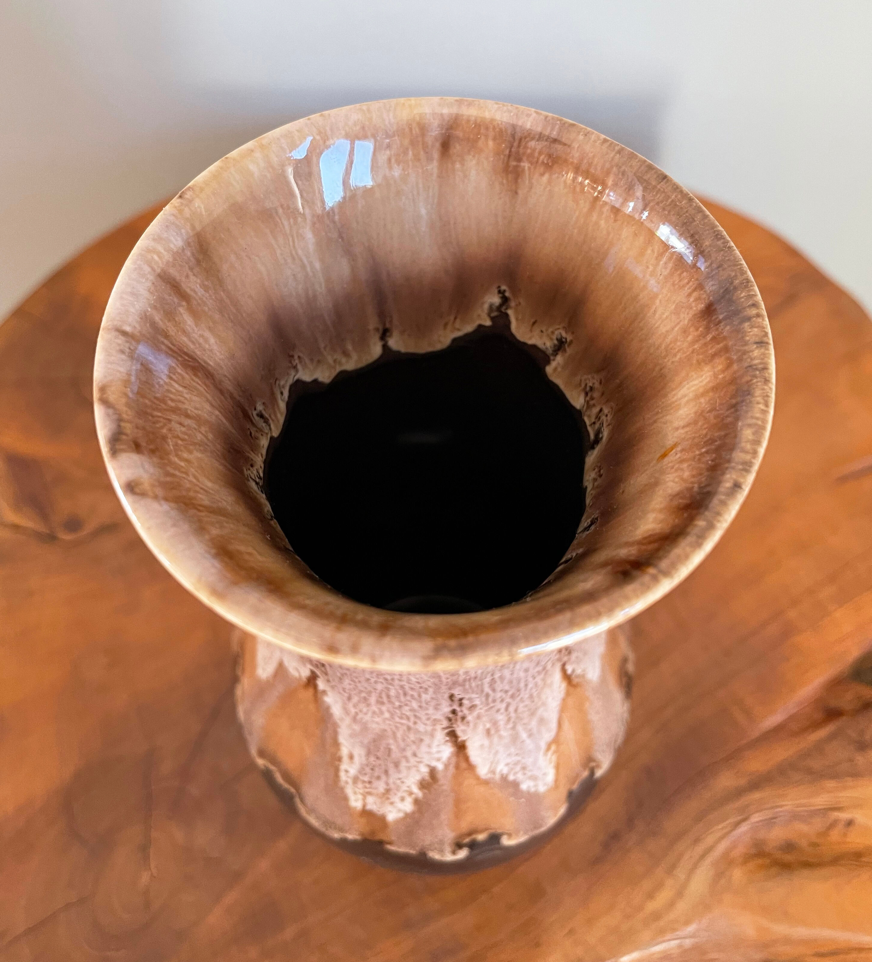 Brown German Fat Lava Style Vase with Drip Glaze, Töpferei Zimmermann