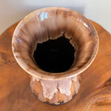 Brown German Fat Lava Style Vase with Drip Glaze, Töpferei Zimmermann