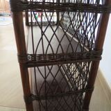 Bookcase - Bibus - 3 levels - woven rattan - bamboo - Vintage - 70s