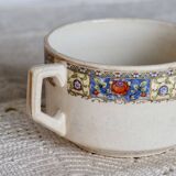Antique chocolate cup in ivory earthenware - Polychrome frieze decoration