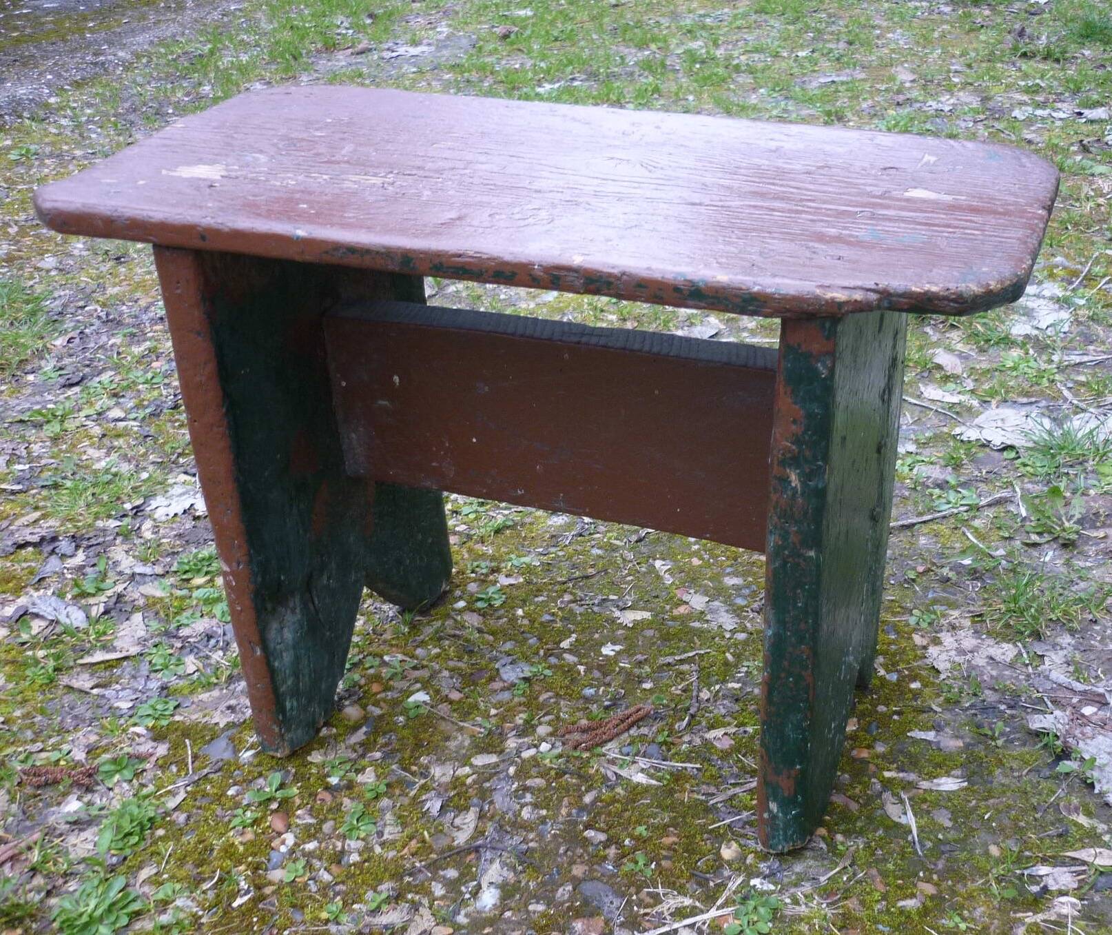 Vintage brutalist farmhouse stool bench