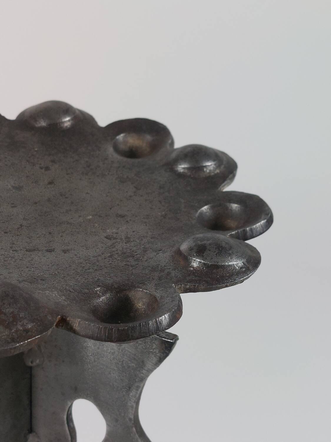 Brutalist column flower support, hand-forged and cut with a blowtorch, one of a kind.