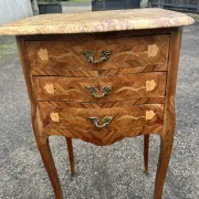 Antique marquetry bedside table – Marble top – Louis XV style