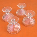Set of 4 ice cream cups on foot transparent glass made in france