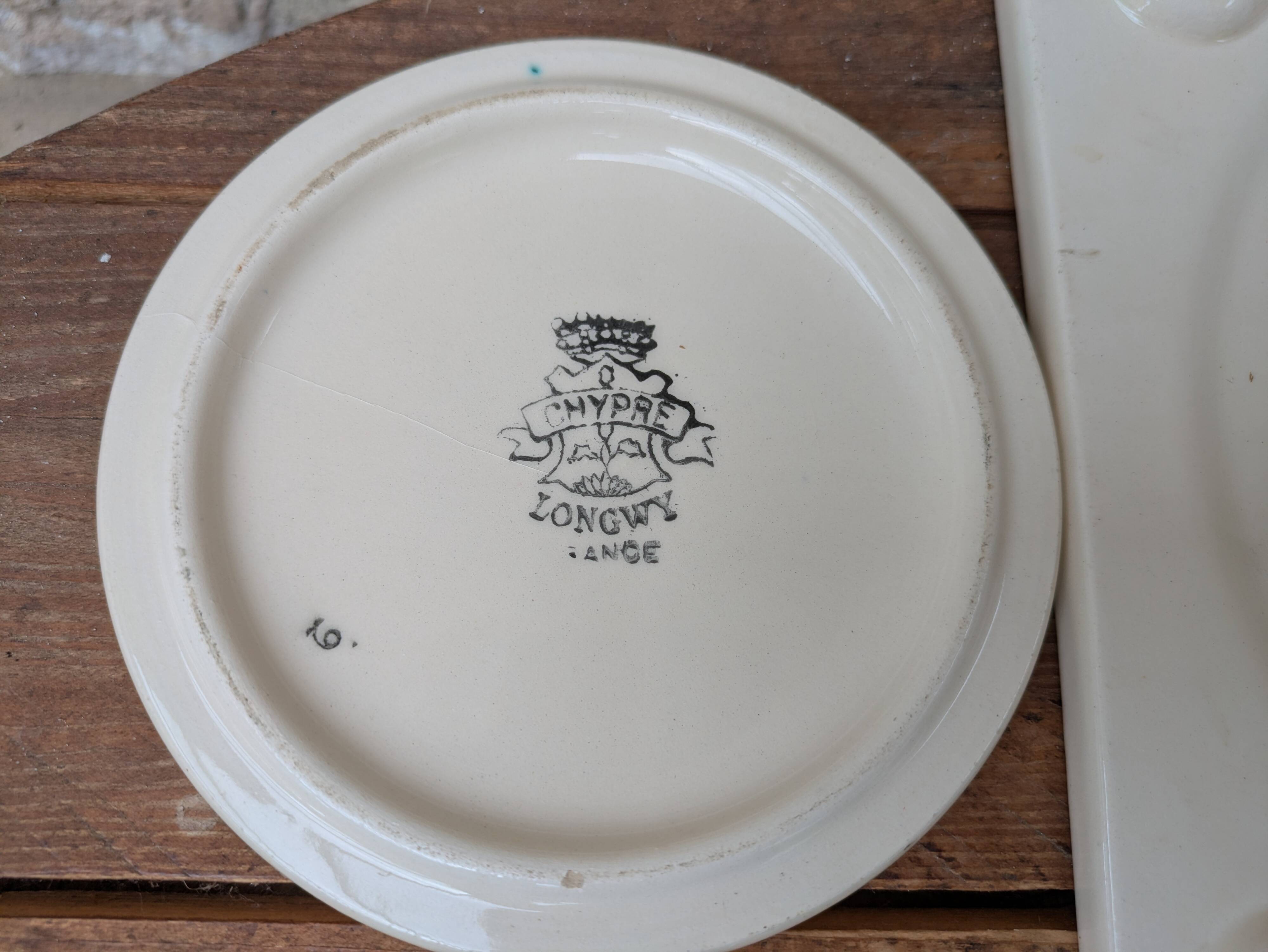 Dessous de plat et 2 dessous de bouteille Longwy modèle Chypre