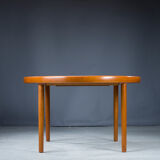 Danish Teak Round Folding Dining Table, 1960s