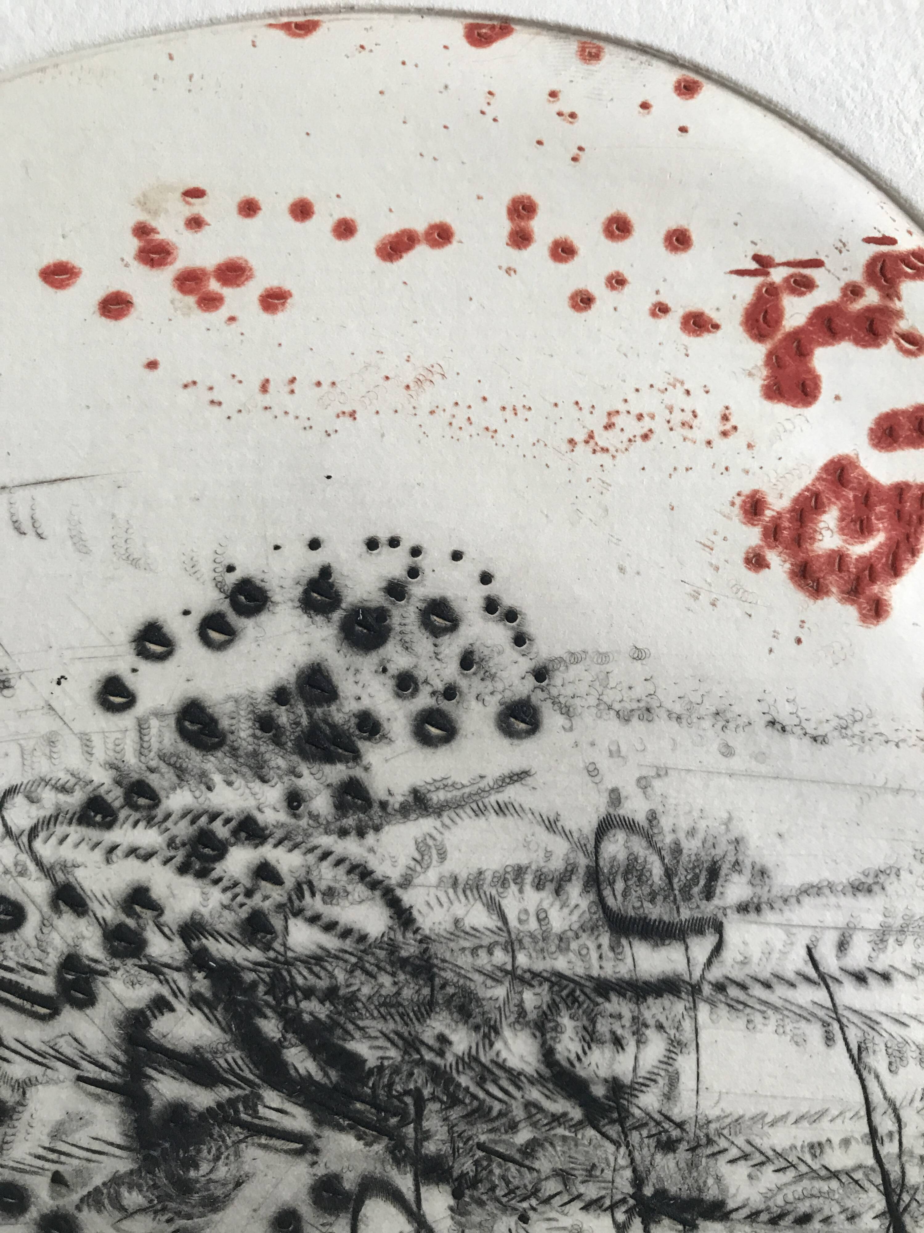 Original engraving signed in pencil by julius baltazar, untitled, circa 1990