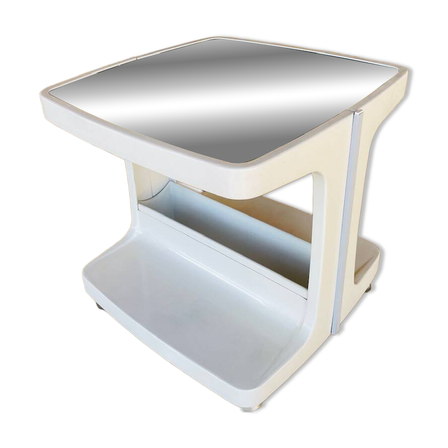 Table d'appoint Vintage sur roulettes avec rangement, édition Flair 1970s