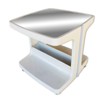 Vintage side table on wheels with storage, Flair edition 1970s