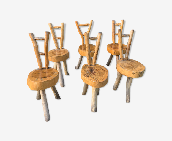 Ensemble de 6 chaises brutaliste