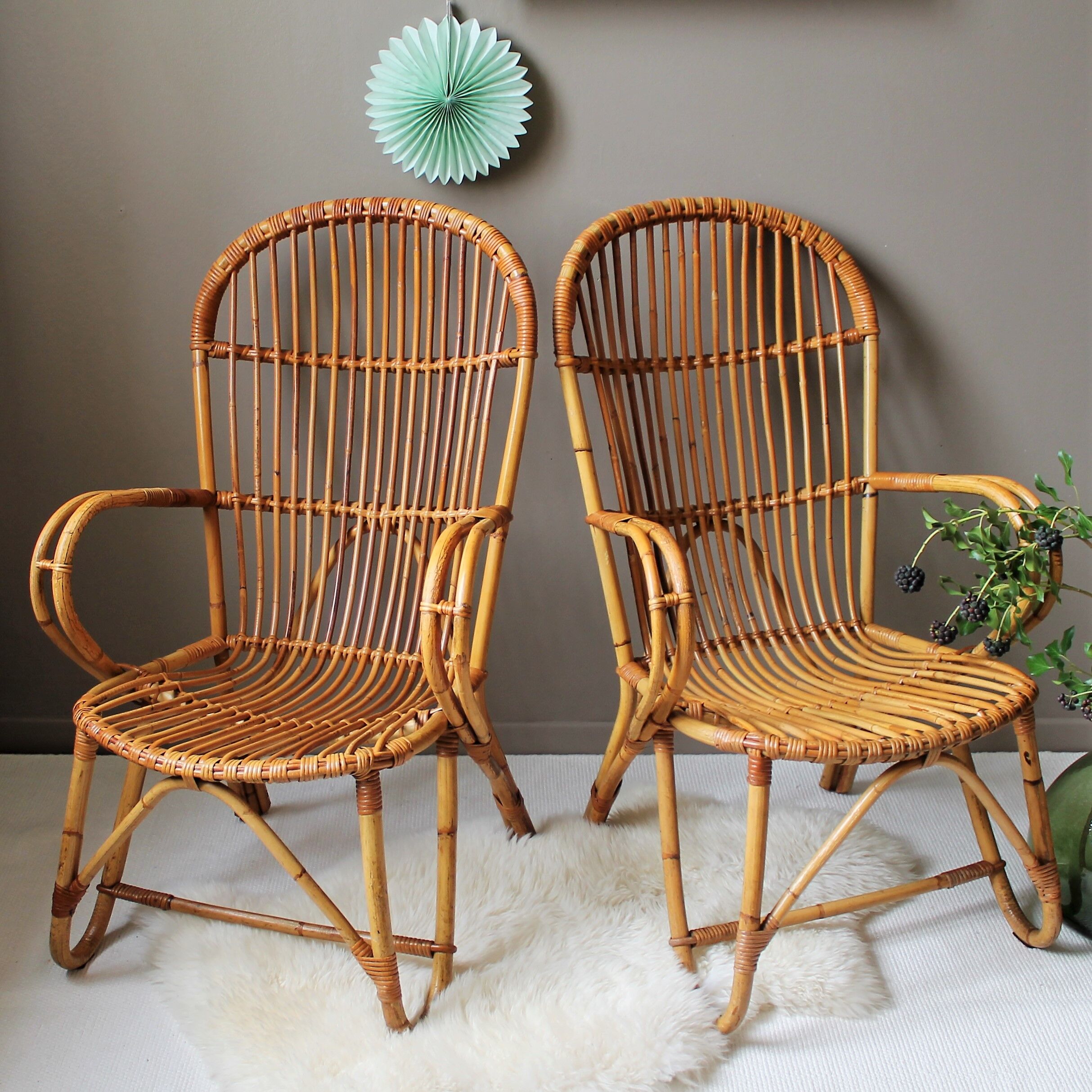 Vintage adult rattan armchair