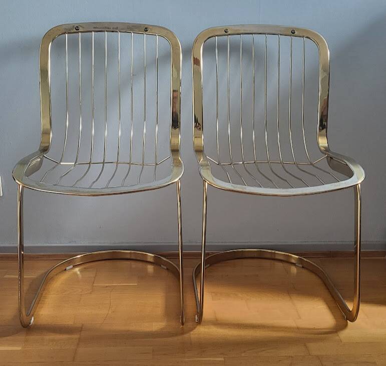 Golden metal chairs Cidue Italy 1970