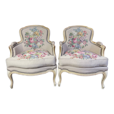 Pair of Louis XV style bergères armchairs