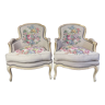 Pair of Louis XV style bergères armchairs