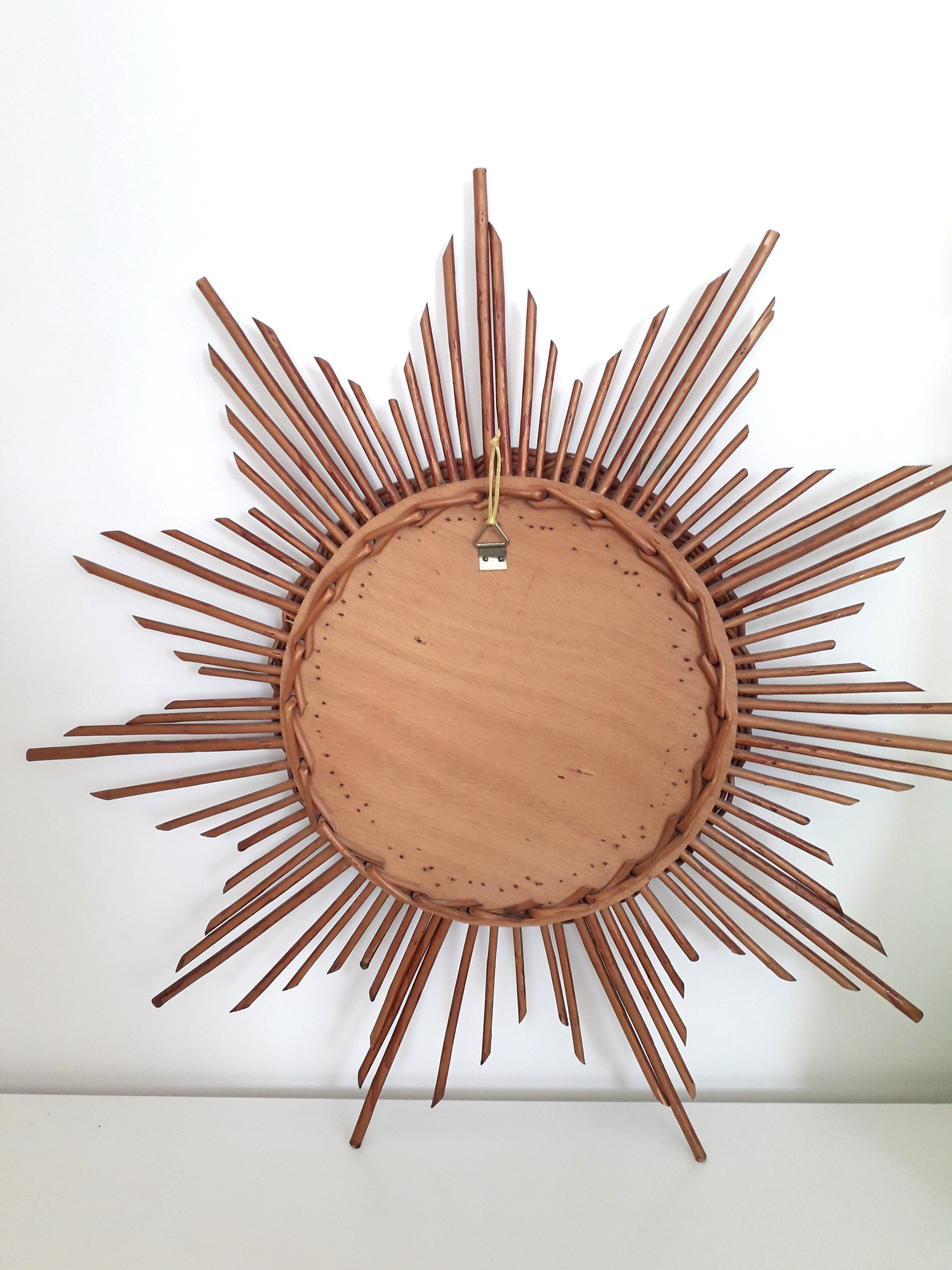 Vintage sun mirror - rattan / wicker - 1970