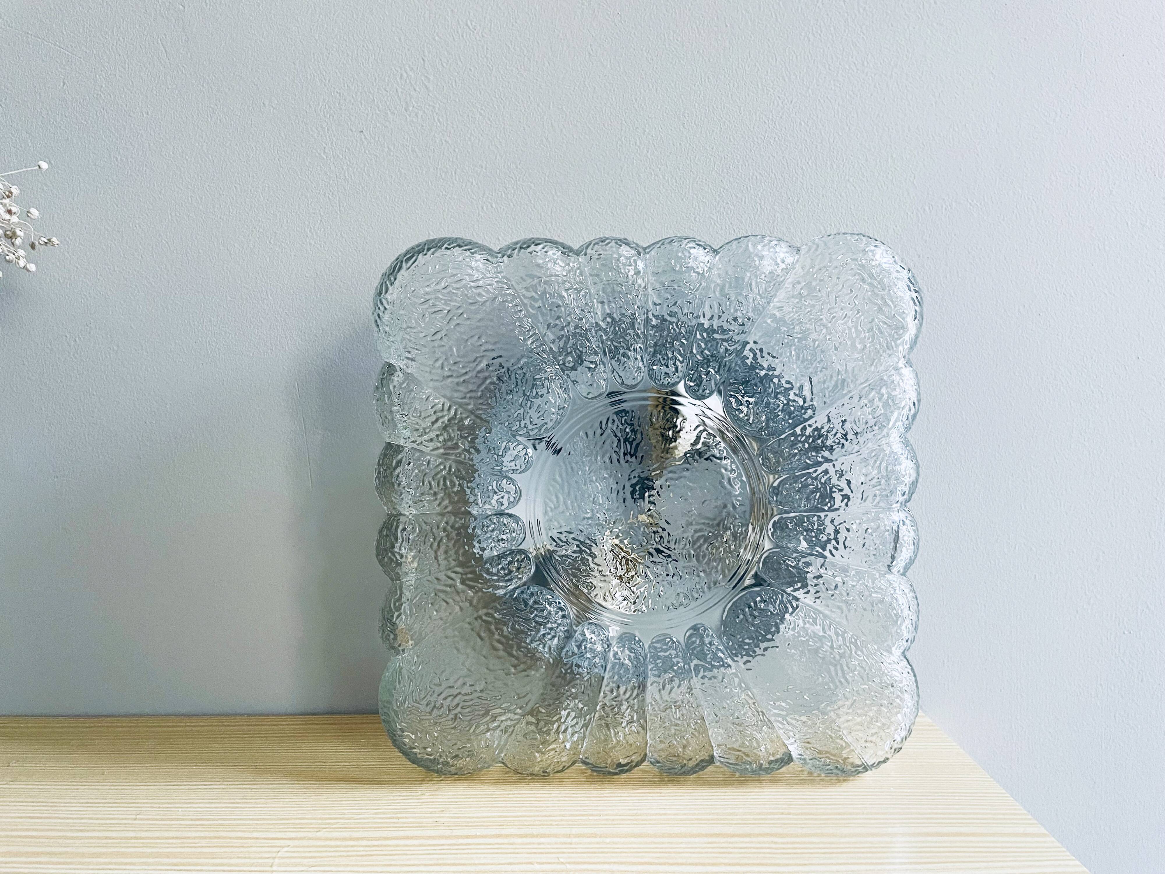 Spanish square textured glass flush mount lamp